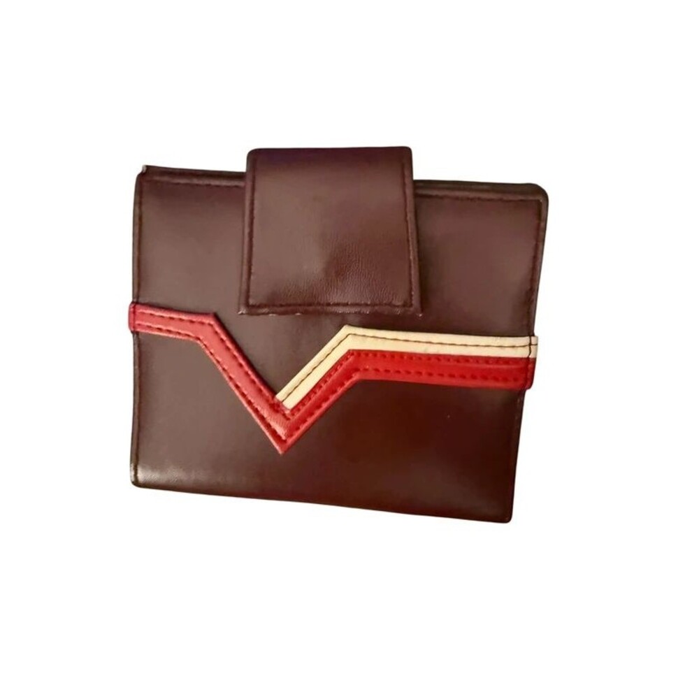 Vintage Mid-Century Faux Leather Tri-Fold Wallet & Kisslock Coin Purse